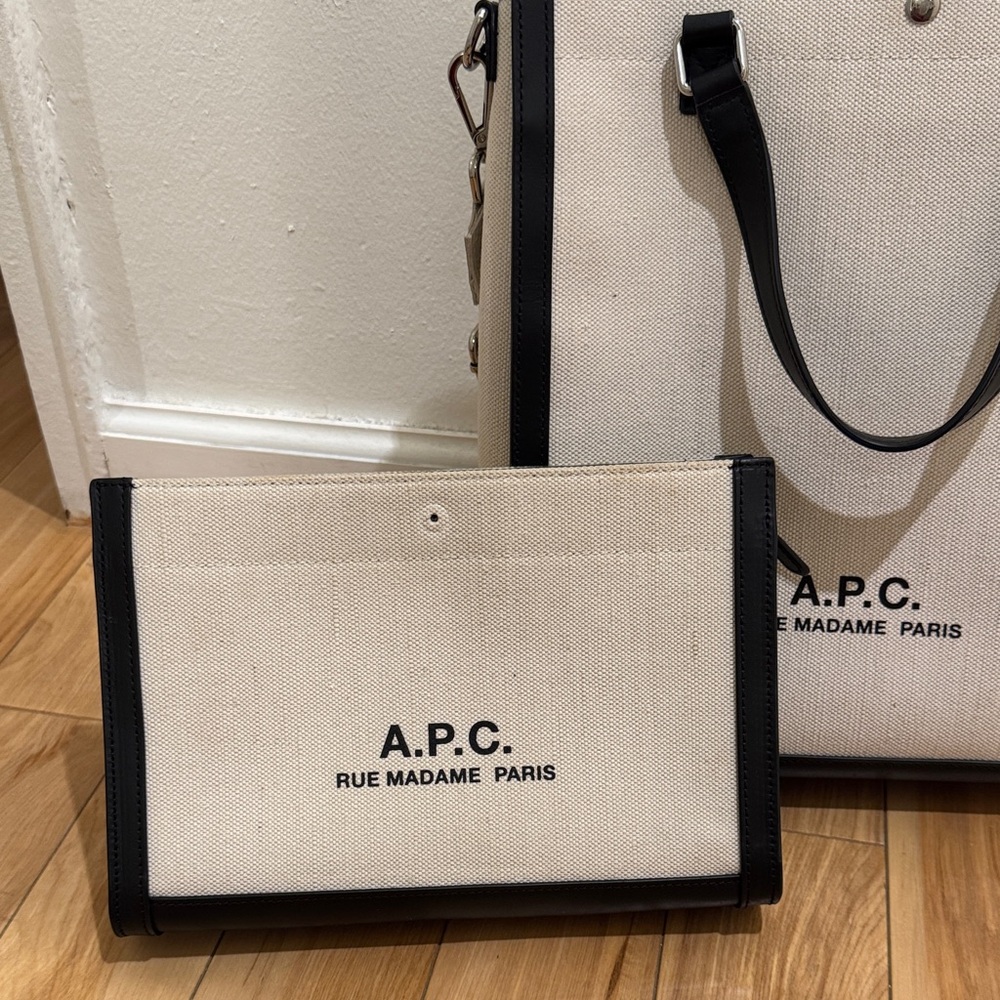 A.P.C. Beige Canvas Clutch/Pouch